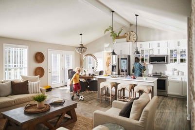 Noath with Soccer ball in Kitchen